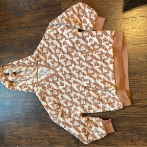PINK Victoria's Secret Brown and Cream Knit Hoodie